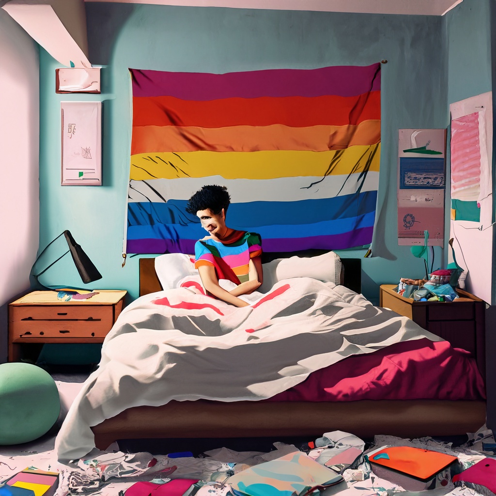 An AI-generated graphic image of a teenager's bedroom.
